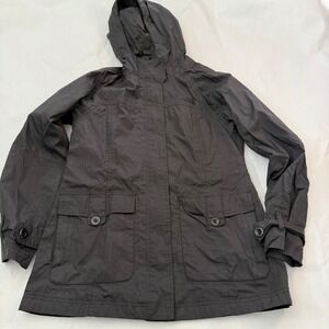 The North Face HyVent Waterproof Hooded Jacket Womens Medium Chore Charcoal Gray